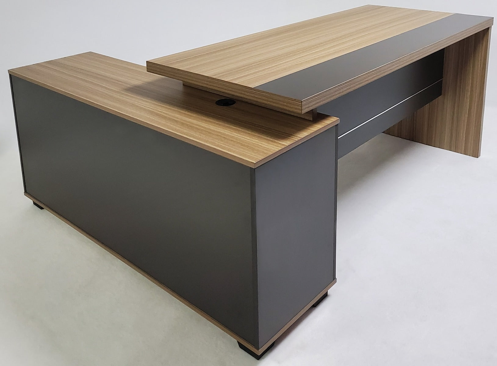 Modern Home Office Oak and Grey Executive Corner Desk - KB-D0118-SX